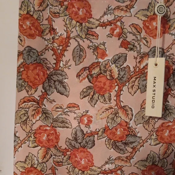 Max Studio Pink and Orange A-Line Midi Skirt - Picture 4 of 4